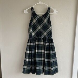 POLO RALPH LAUREN  Big Girl's 14‎  Green Navy Plaid Fit & Flare Flannel Dress